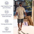 Box Caddy - (White/Blue). The ultimate solution to organize, carry, and recycle your cardboard boxes. Free Shipping.