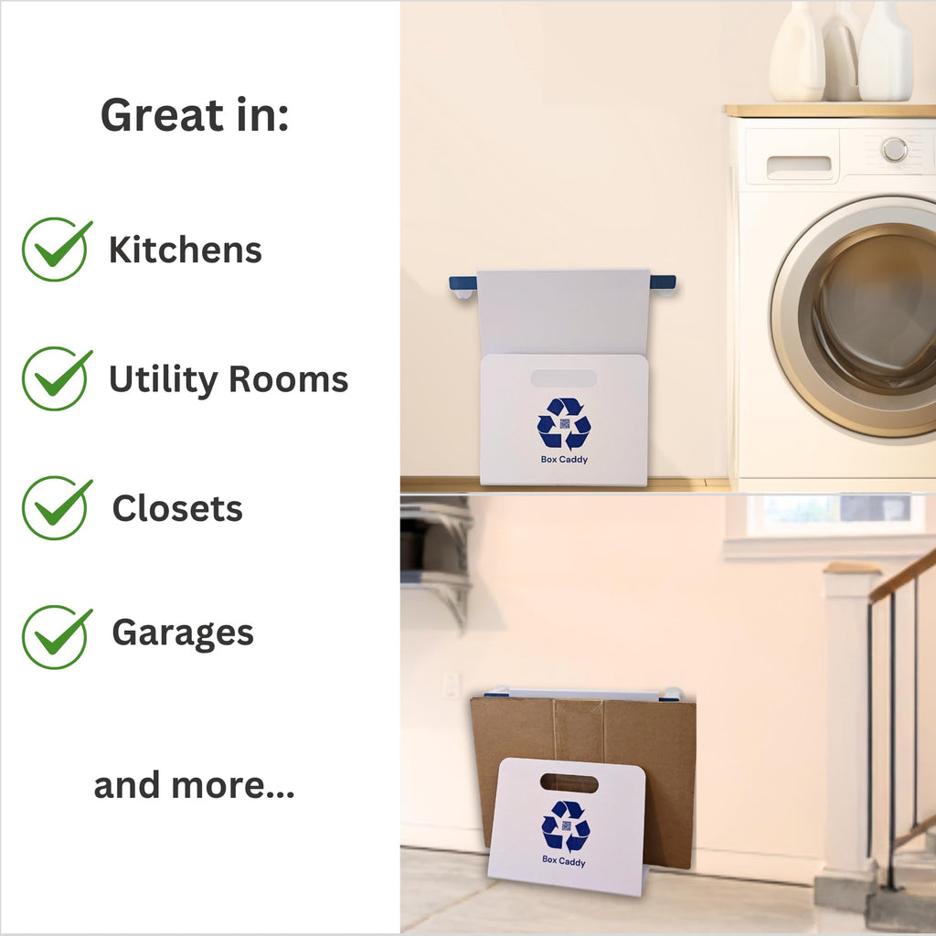 Box Caddy Wall Bar 2-Pack (White/Blue) For use with Box Caddy - the ultimate solution to store, organize, transport and recycle your cardboard.