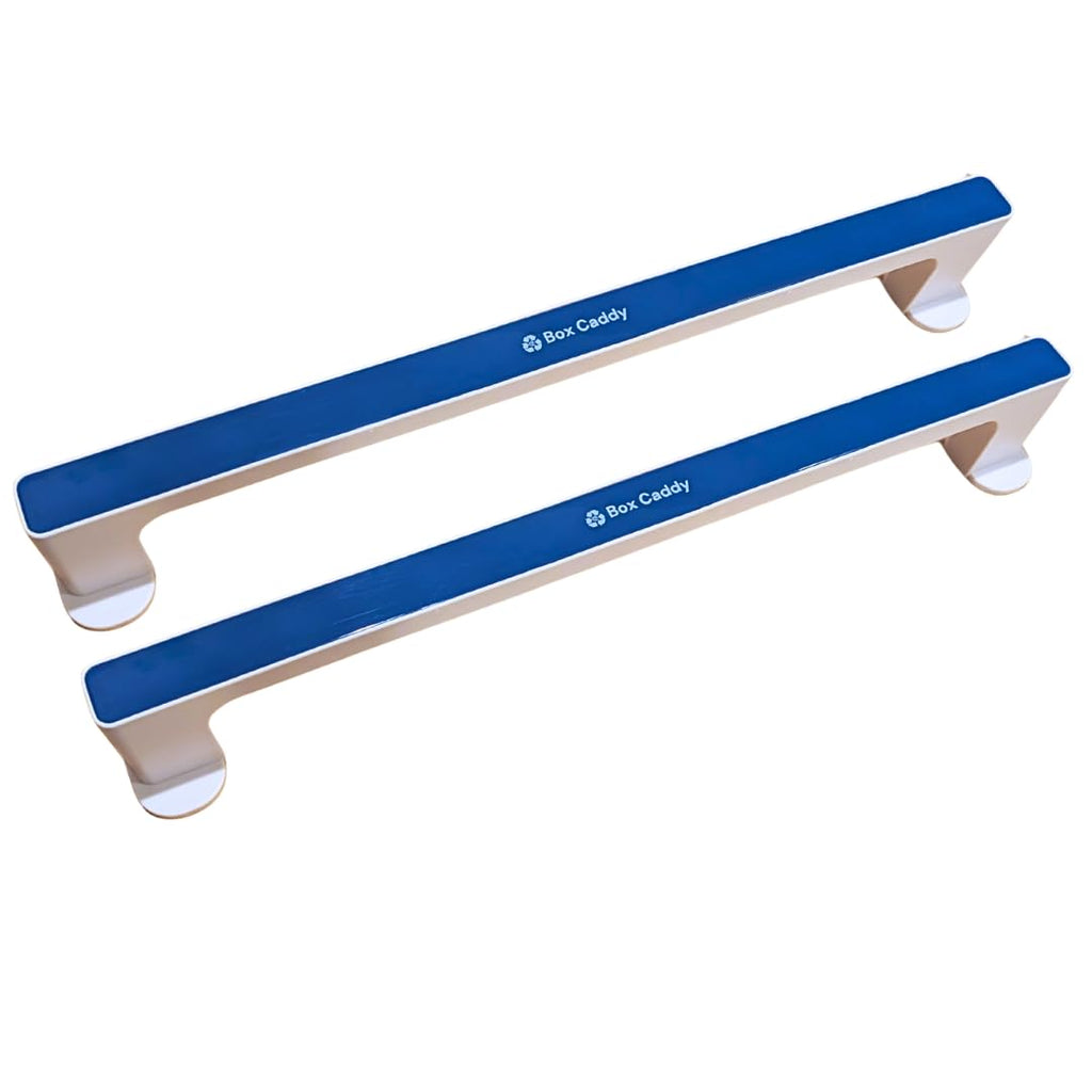 Box Caddy Wall Bar 2-Pack (White/Blue) For use with Box Caddy - the ultimate solution to store, organize, transport and recycle your cardboard.