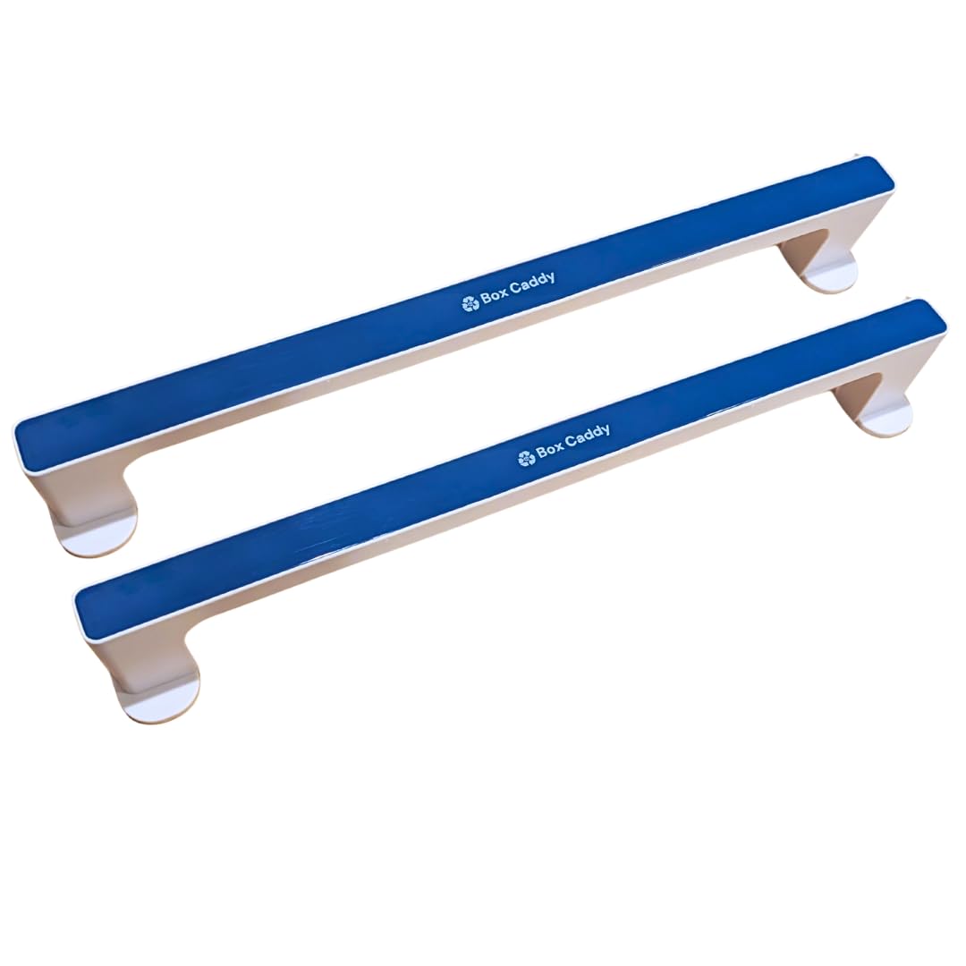 Box Caddy Wall Bar 2-Pack (White/Blue) For use with Box Caddy - the ultimate solution to store, organize, transport and recycle your cardboard.