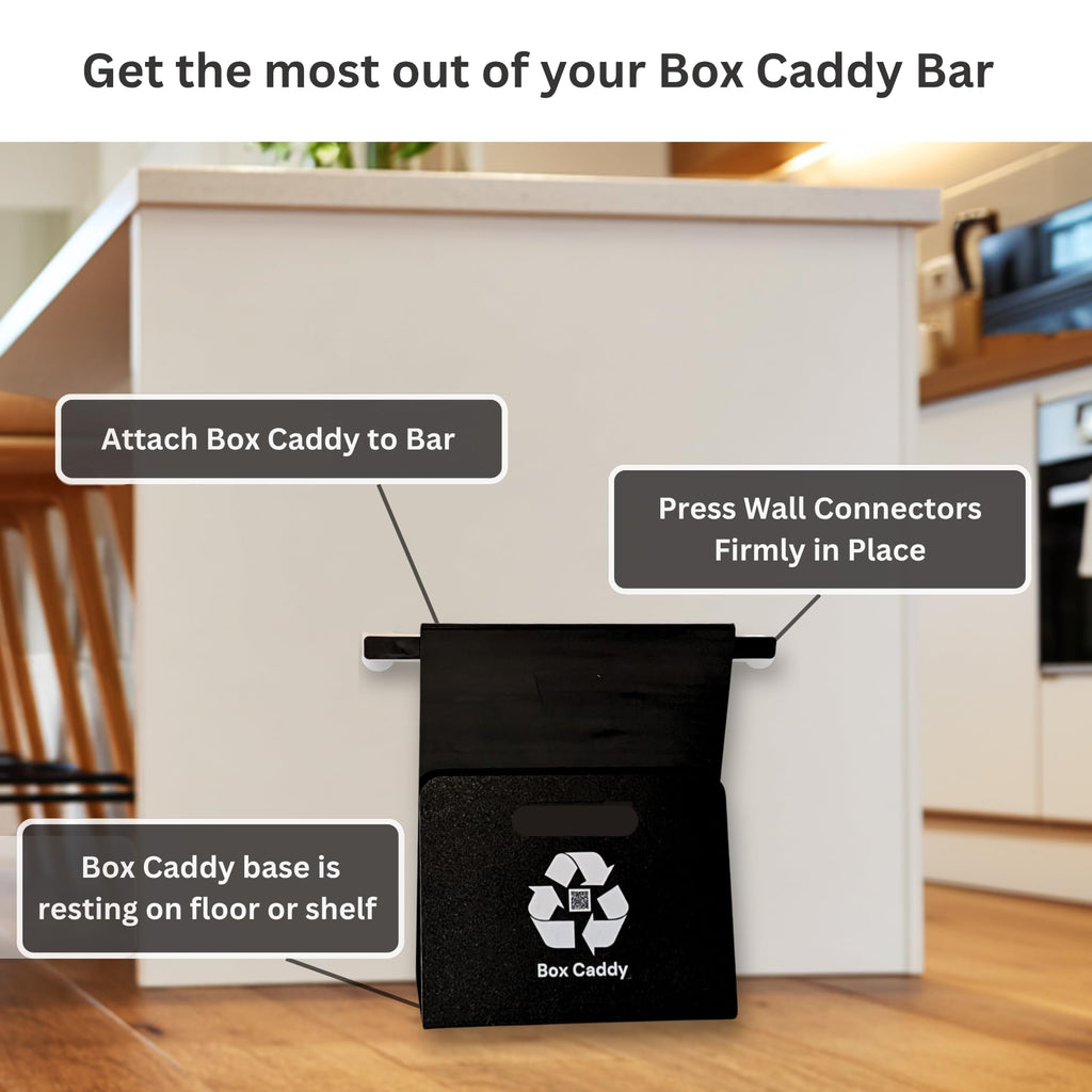 Box Caddy Wall Bar 2-Pack (Black/White) For use with Box Caddy - the ultimate solution to store, organize, transport and recycle your cardboard.