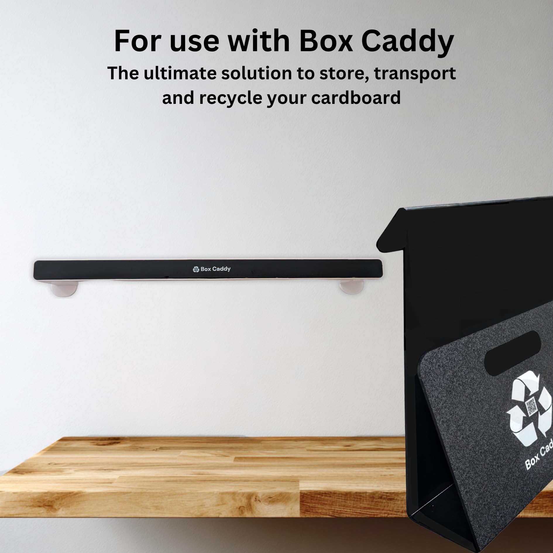 Box Caddy Wall Bar 2-Pack (Black/White) For use with Box Caddy - the ultimate solution to store, organize, transport and recycle your cardboard.
