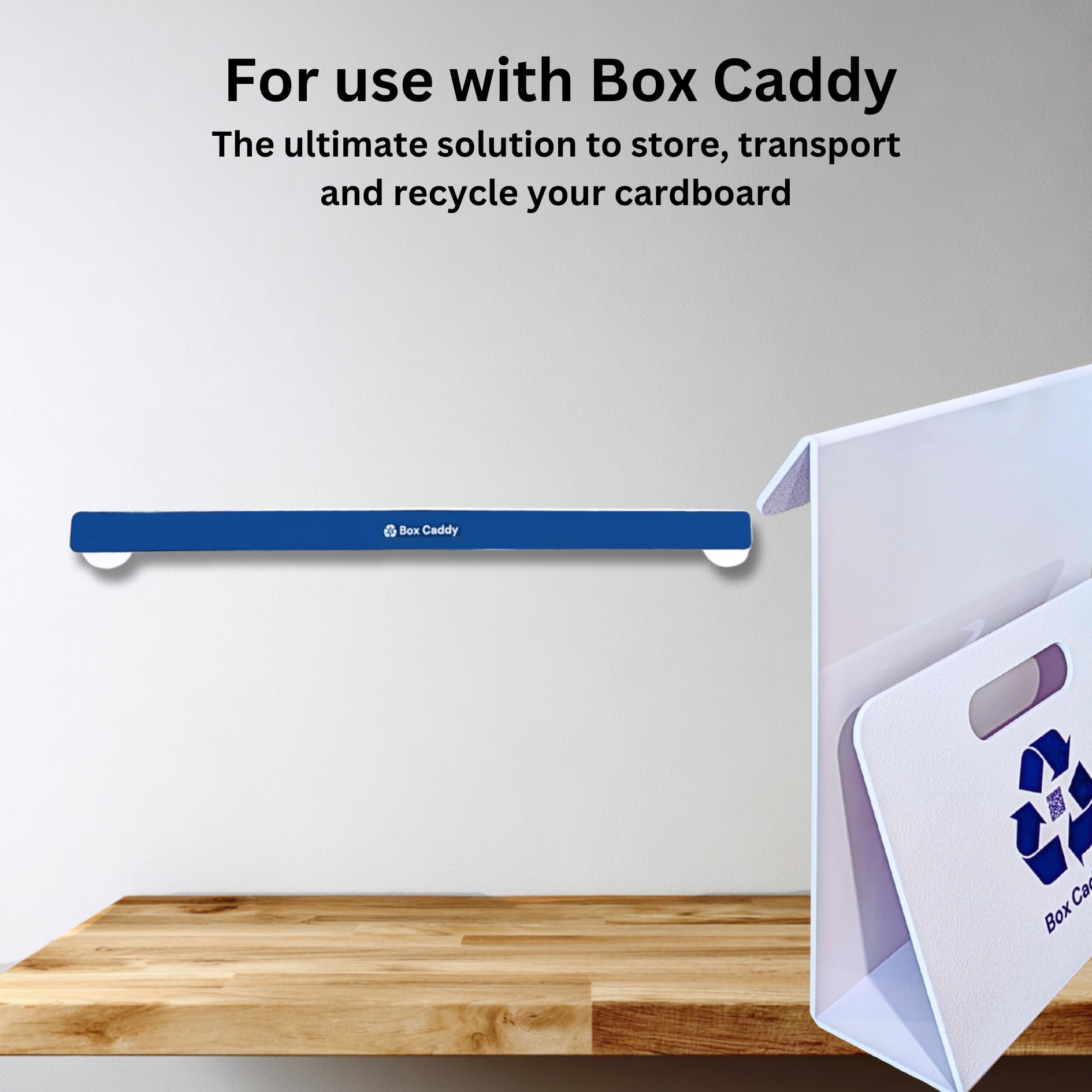 Box Caddy Wall Bar 2-Pack (White/Blue) For use with Box Caddy - the ultimate solution to store, organize, transport and recycle your cardboard.