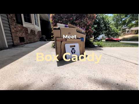 Box Caddy - (White/Blue). The ultimate solution to organize, carry, and recycle your cardboard boxes. Free Shipping.